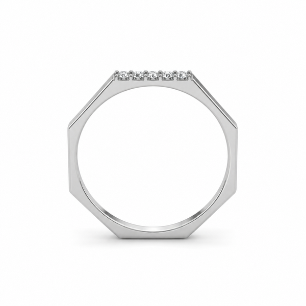 Silver Hexa Gleam Stackable Ring