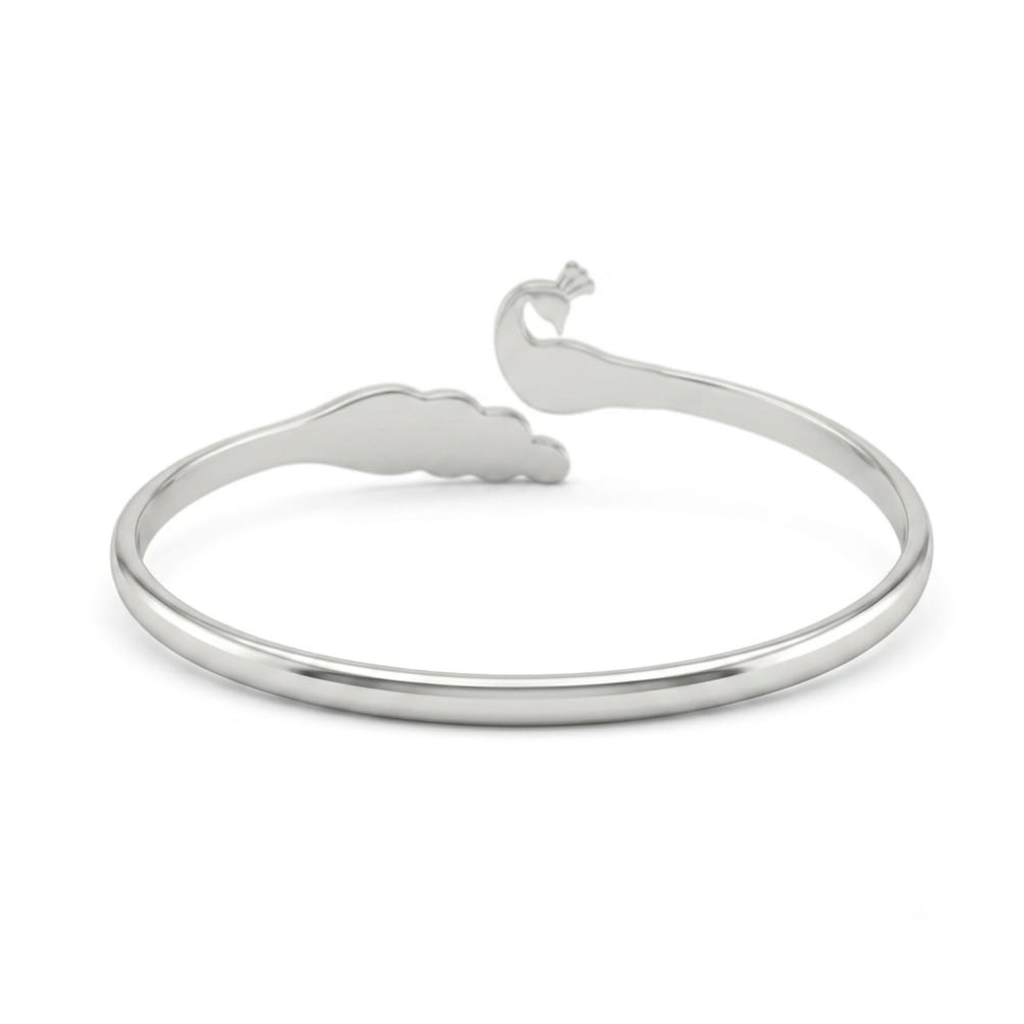Silver Peacock Grace Enamel Bangle