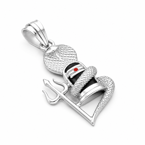 Silver Trishul Shivling Pendant