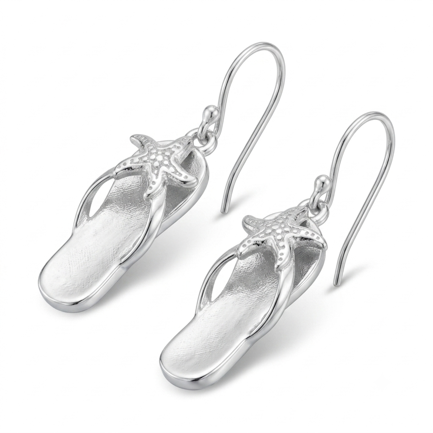 Silver Starfish Flip-Flop Earrings