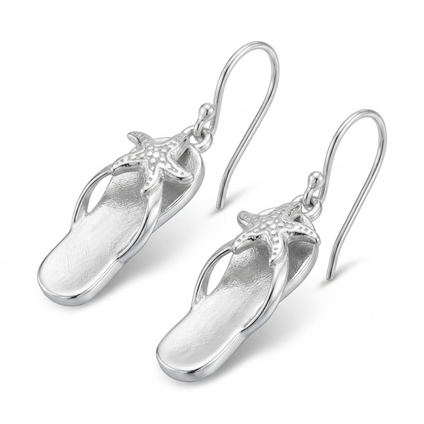 Silver Starfish Flip-Flop Earrings