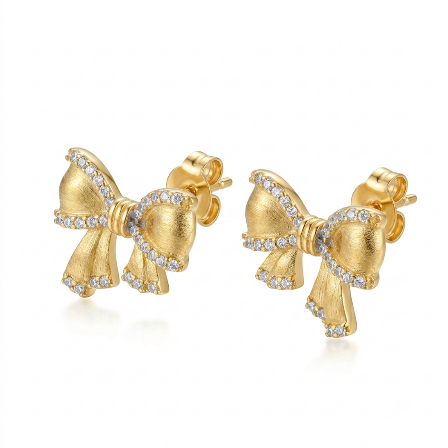 Silver Gilded Bow Studs