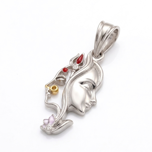 Silver Divine Grace Face Pendant