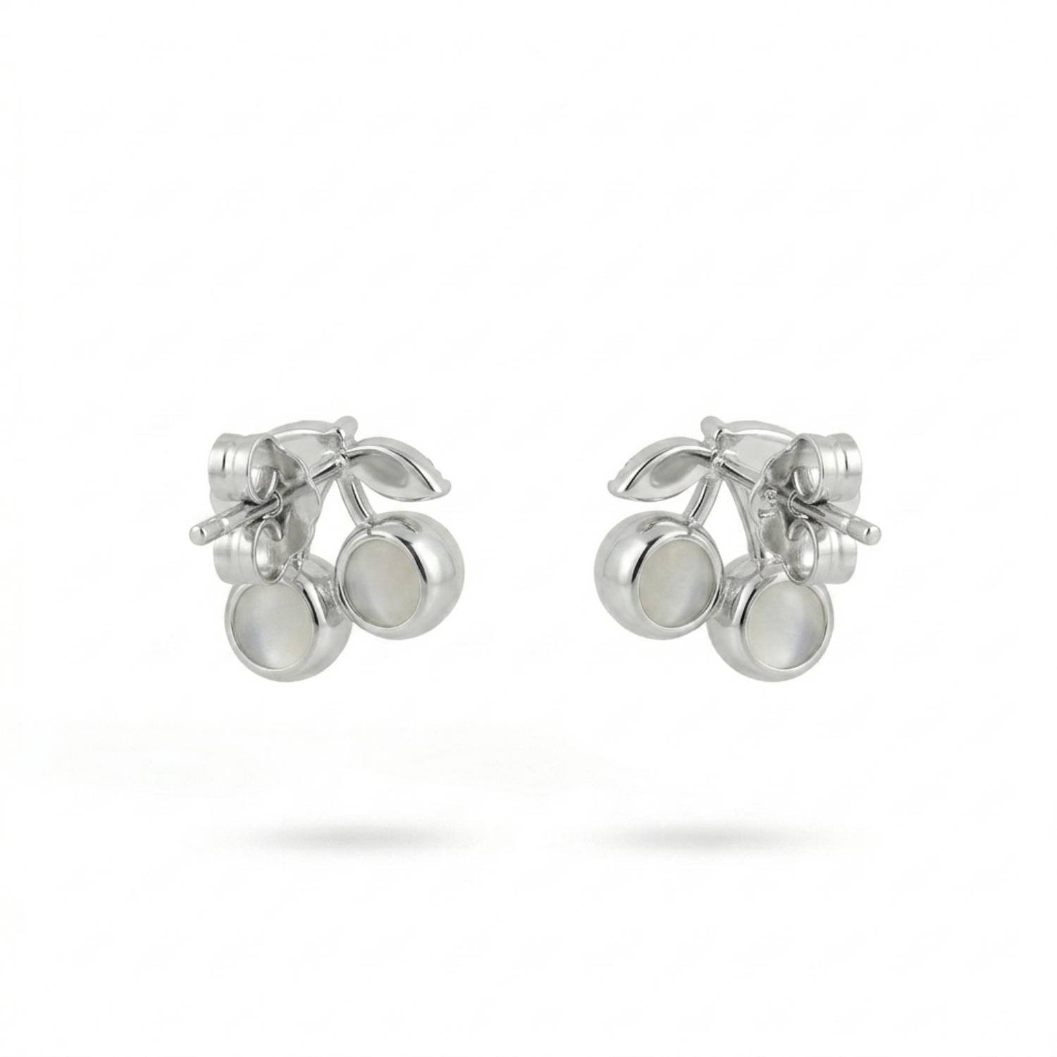 Silver Moonlit Cherry Studs Earrings