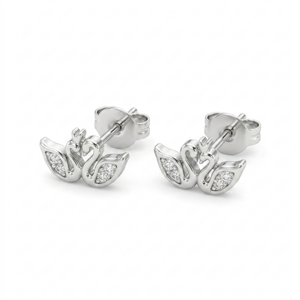Silver Royal Swan Studs