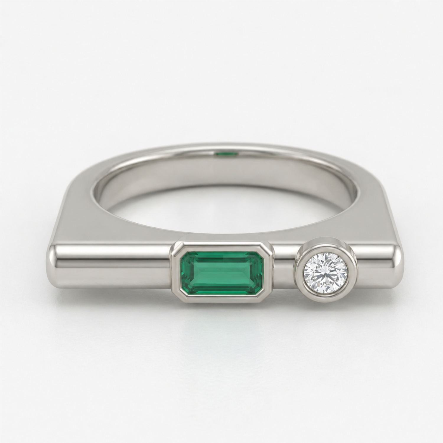 Silver Emerald Harmony Ring