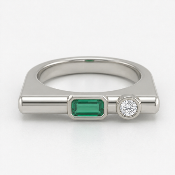 Silver Emerald Harmony Ring
