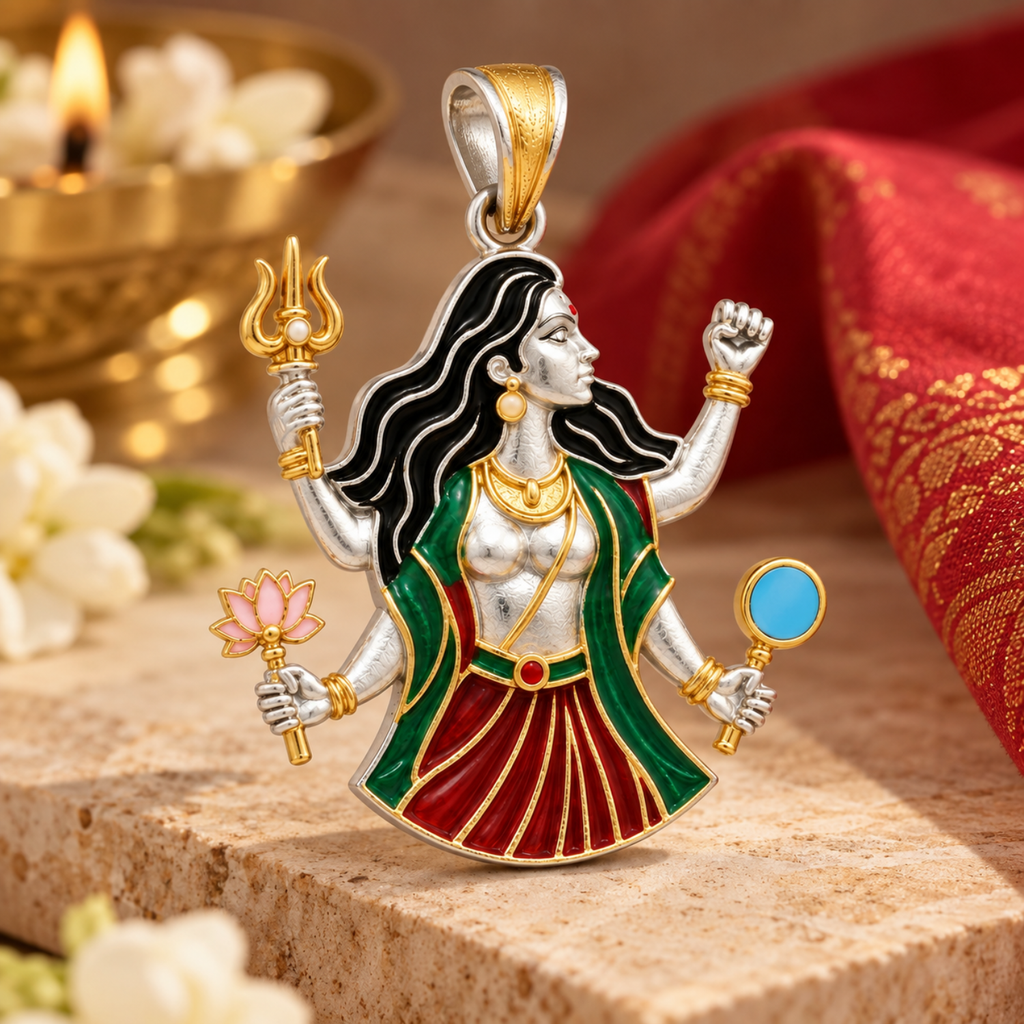 Silver Shakti Roop – Modern Durga Pendant