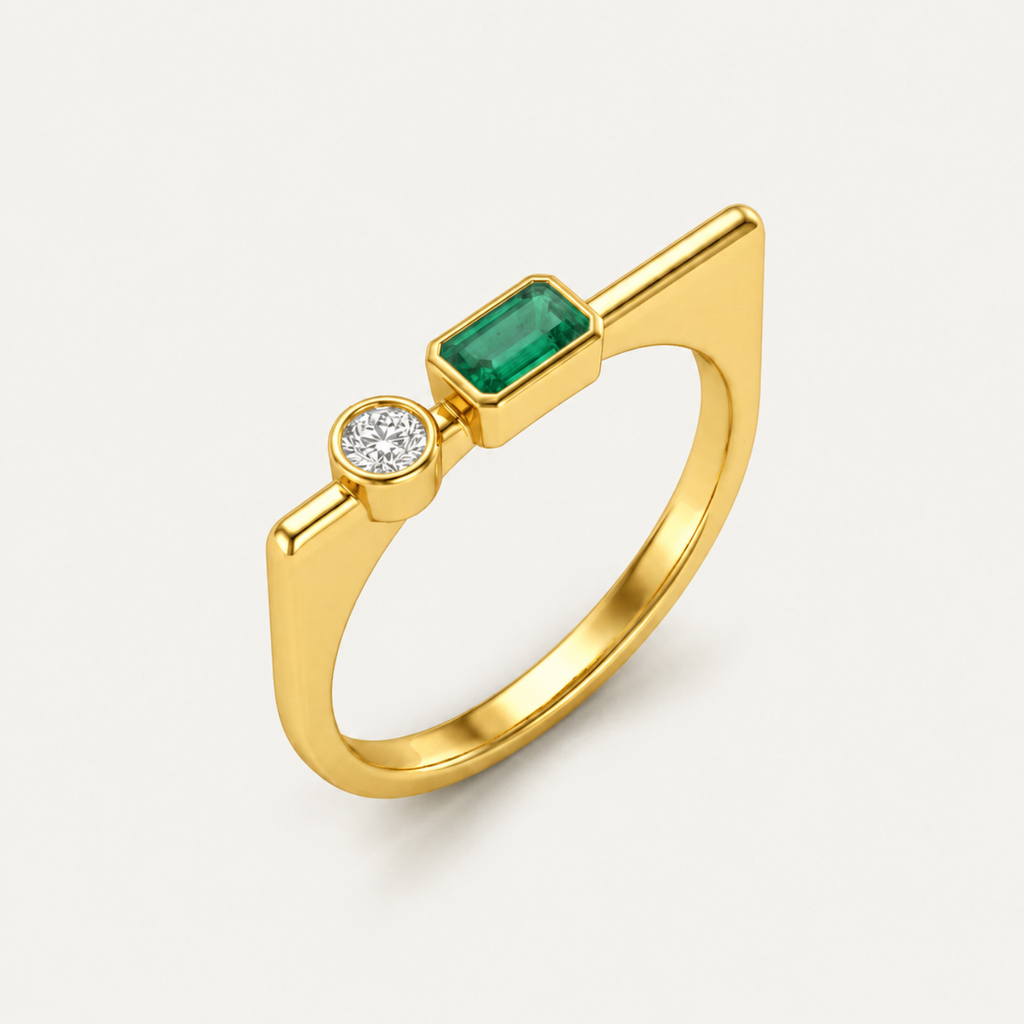 Silver Emerald Harmony Ring