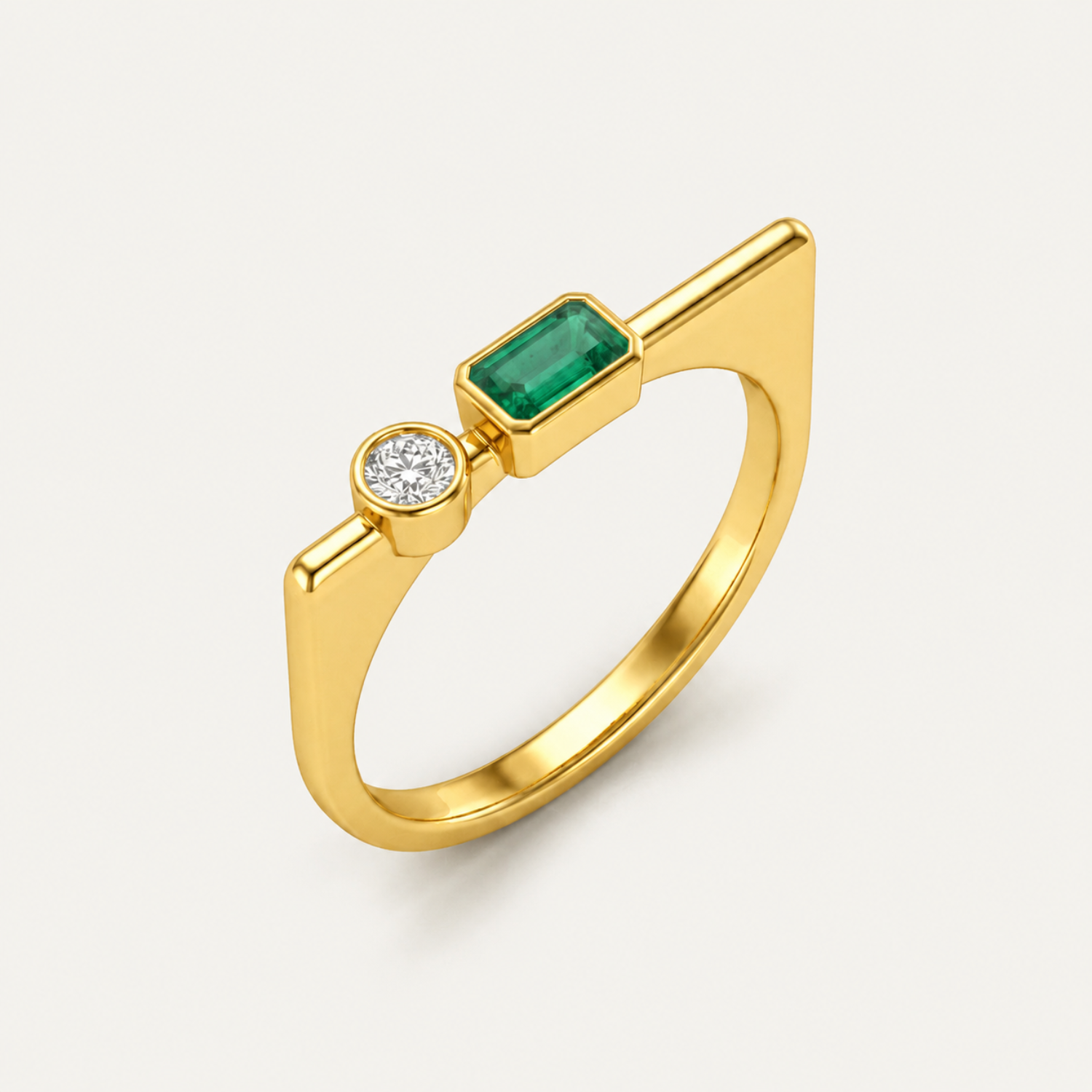 Silver Emerald Harmony Ring
