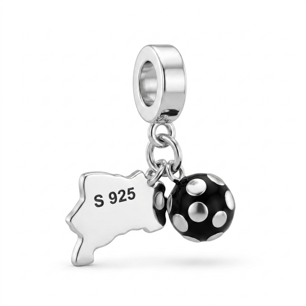 Silver Brazil Football Fan Charm