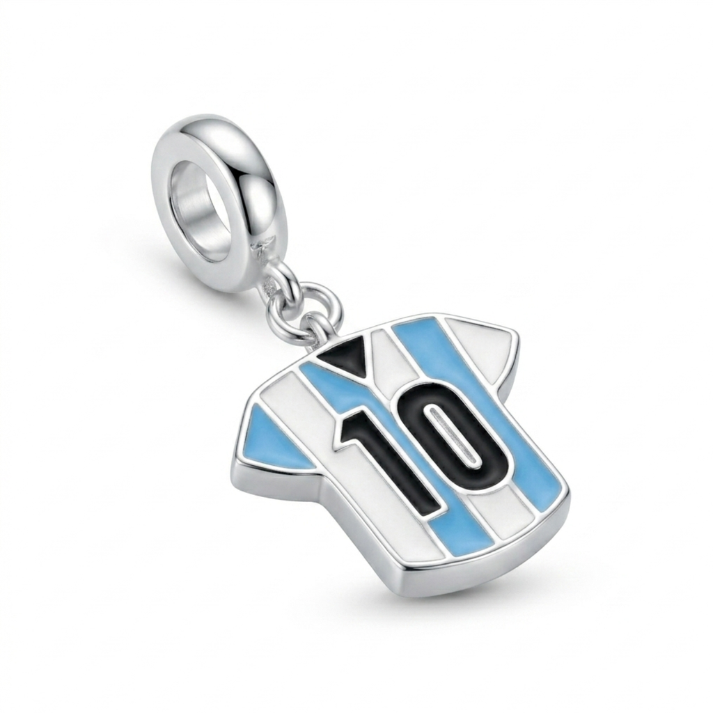 Silver Argentina No. 10 Football Jersey Charm