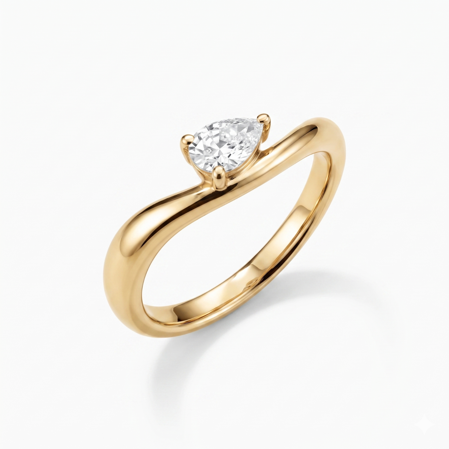 Silver Pear Solitaire Ring