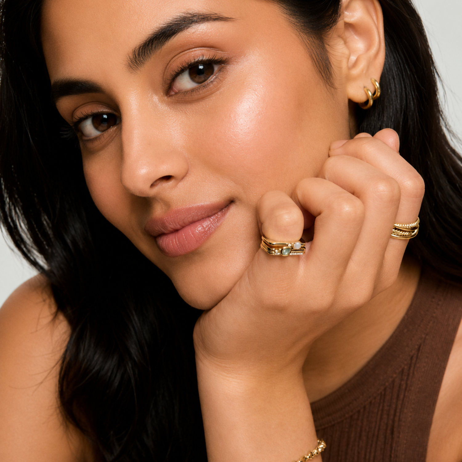 Silver Blue Pear Stackable Ring
