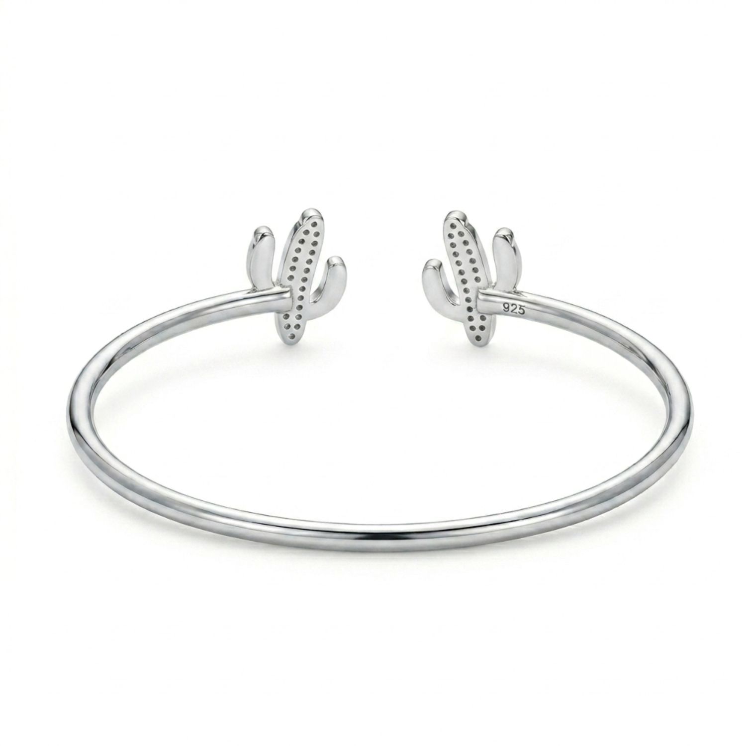 Silver Sparkling Cactus Bangle
