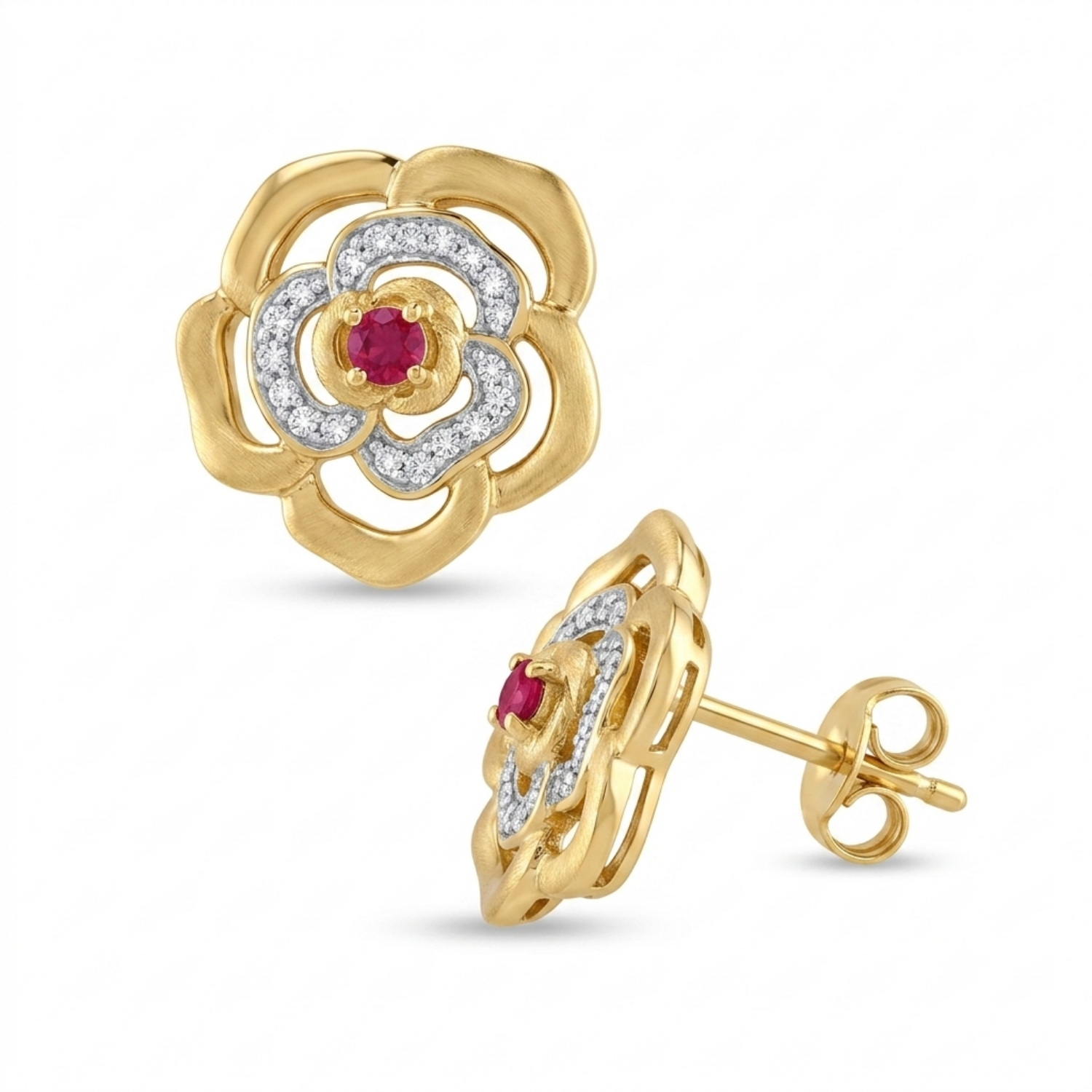 Silver Rosé Bloom Studs