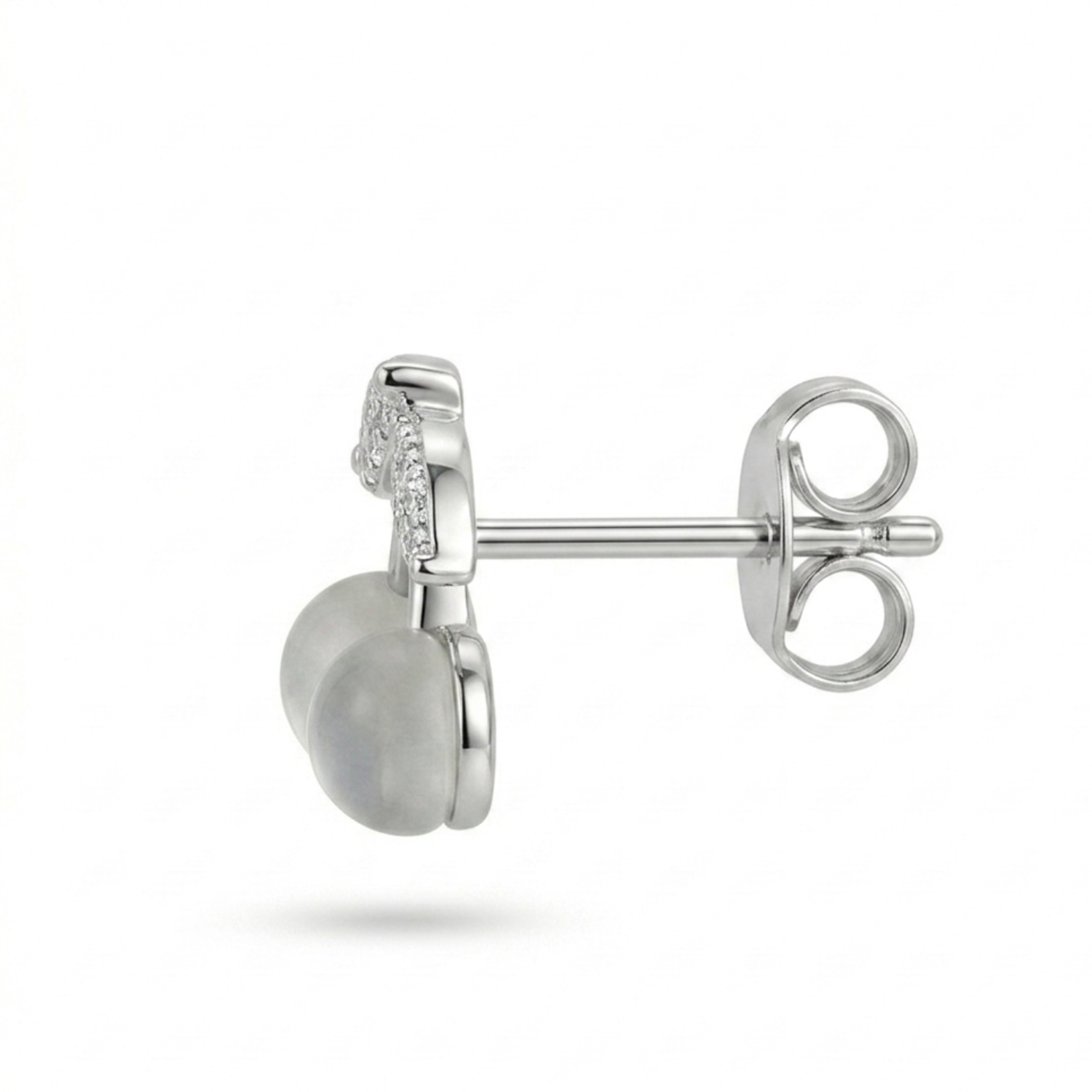 Silver Moonlit Cherry Studs Earrings