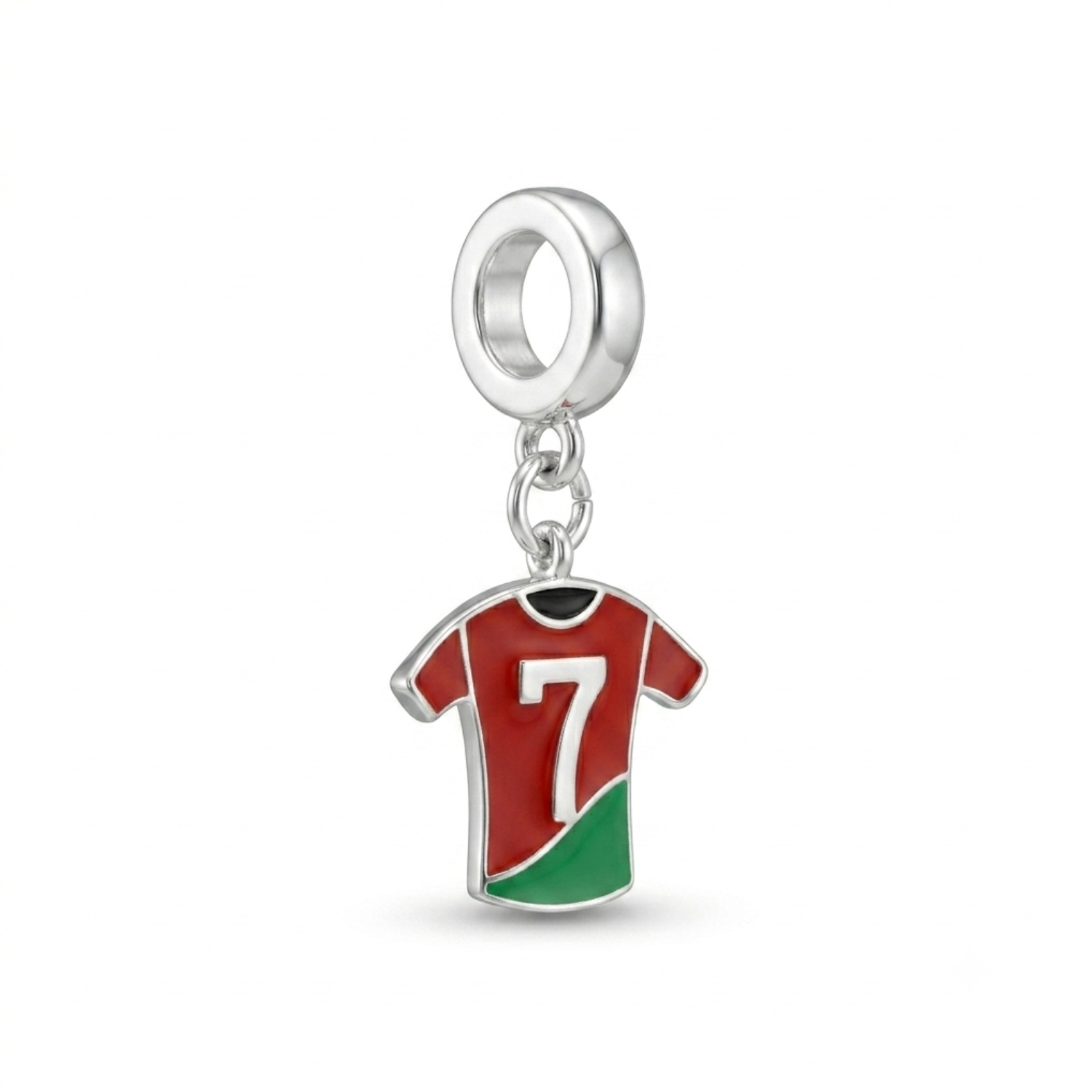 Silver Portugal No. 7 Football Jersey Charm