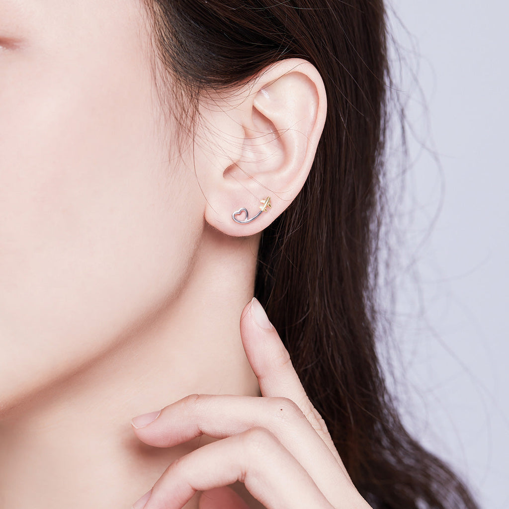 "Sylvory 925 Sterling Silver Airborne Affection Studs"