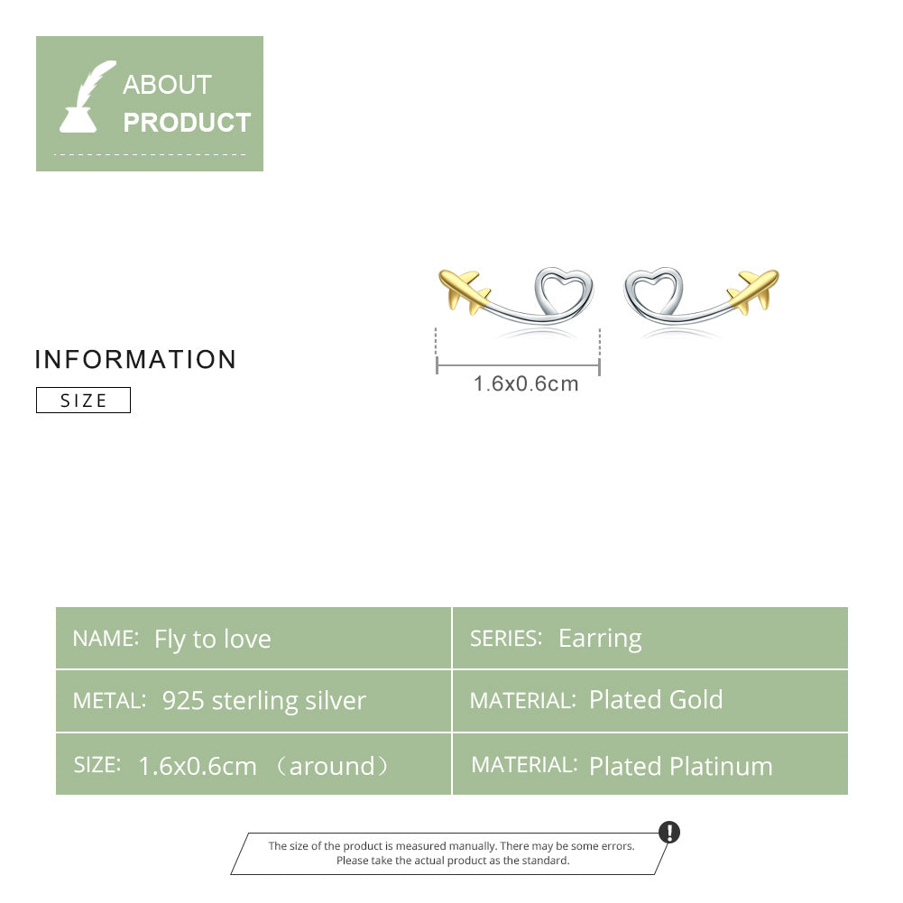 "Sylvory 925 Sterling Silver Airborne Affection Studs"