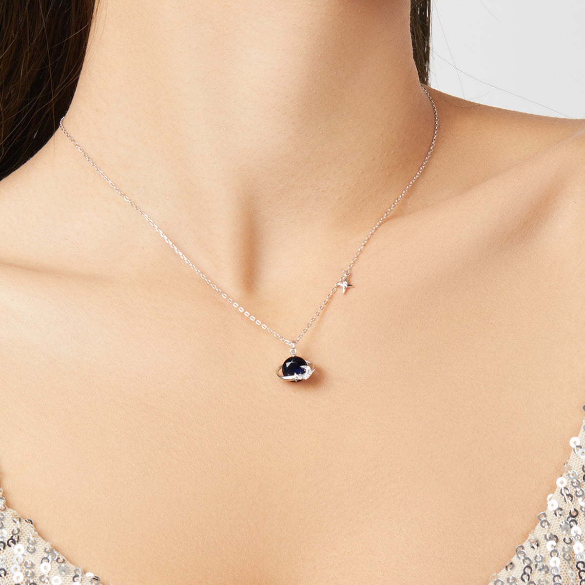 "Sylvory 925 Sterling Silver Astral Sphere Necklace"