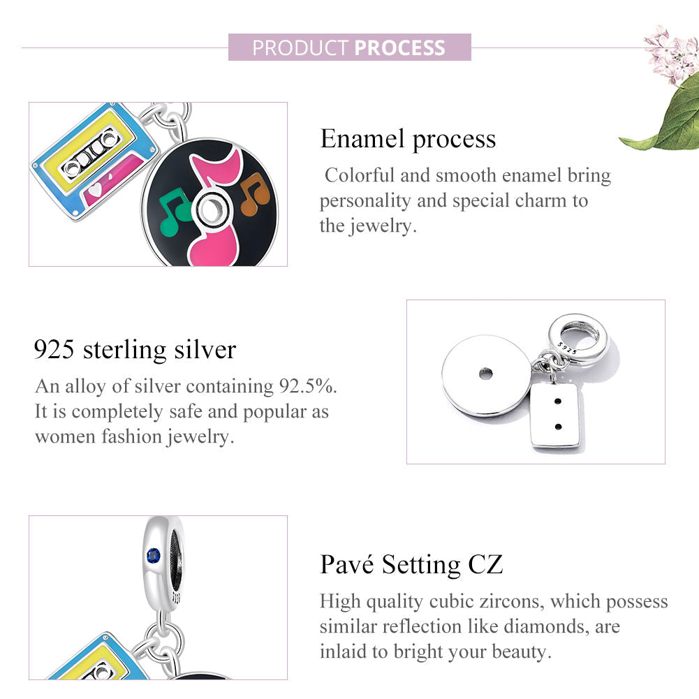 "Sylvory 925 Sterling Silver Audio Memories Charm"
