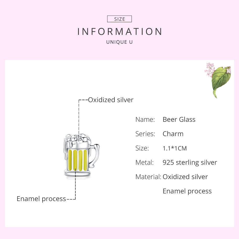 "Sylvory 925 Sterling Silver Beer Tumbler Charm"