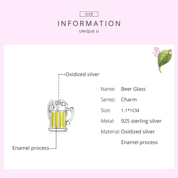 "Sylvory 925 Sterling Silver Beer Tumbler Charm"