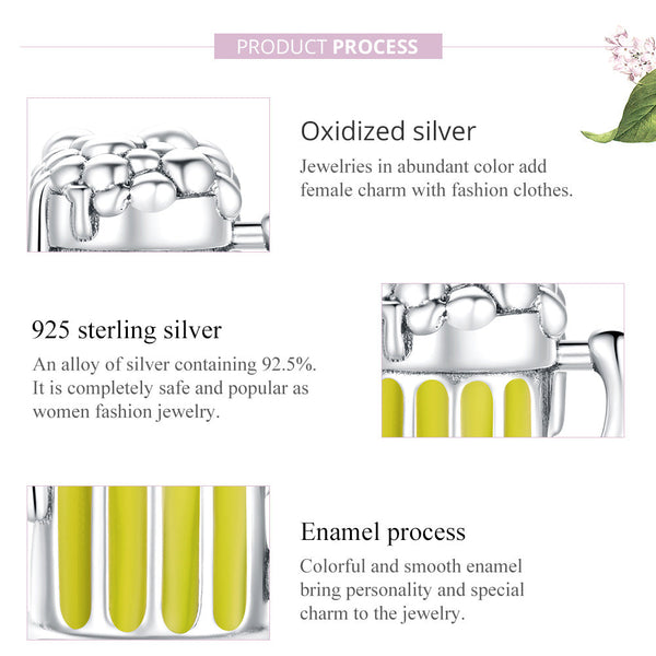 "Sylvory 925 Sterling Silver Beer Tumbler Charm"