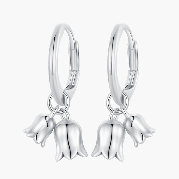 Silver Bloom and Luster Hoops in 925 Sterling Silver by Sylvory