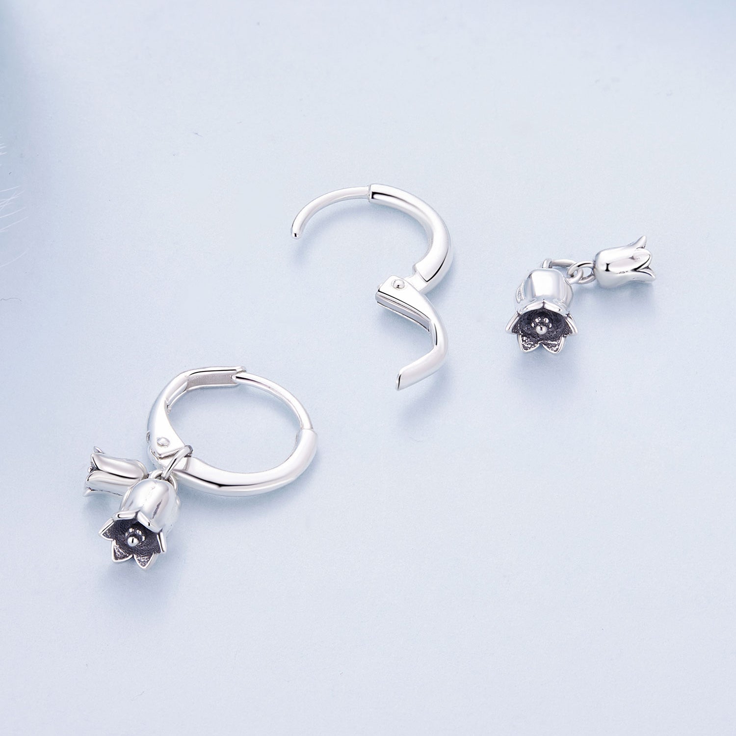 "Sylvory 925 Sterling Silver Bloom and Luster Hoops"
