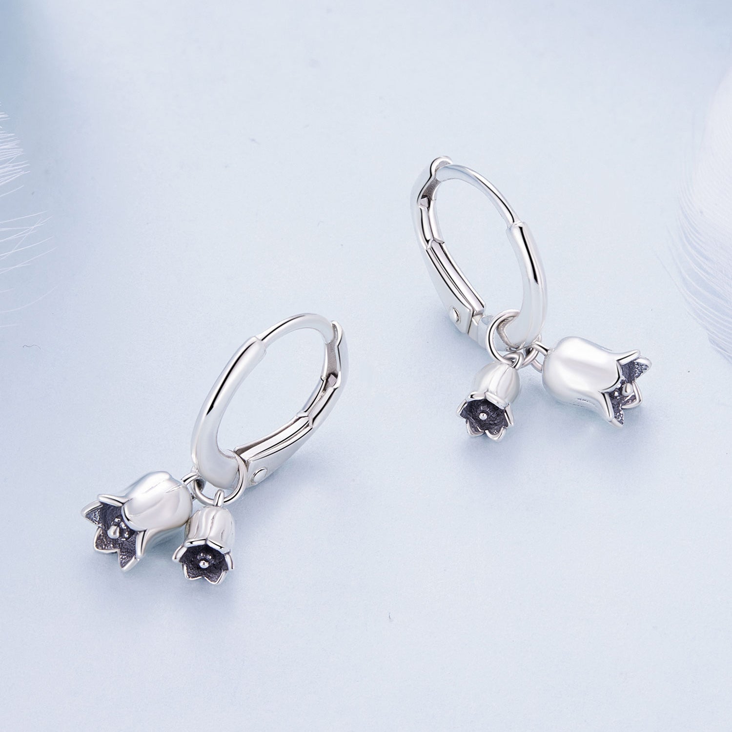 "Sylvory 925 Sterling Silver Bloom and Luster Hoops"