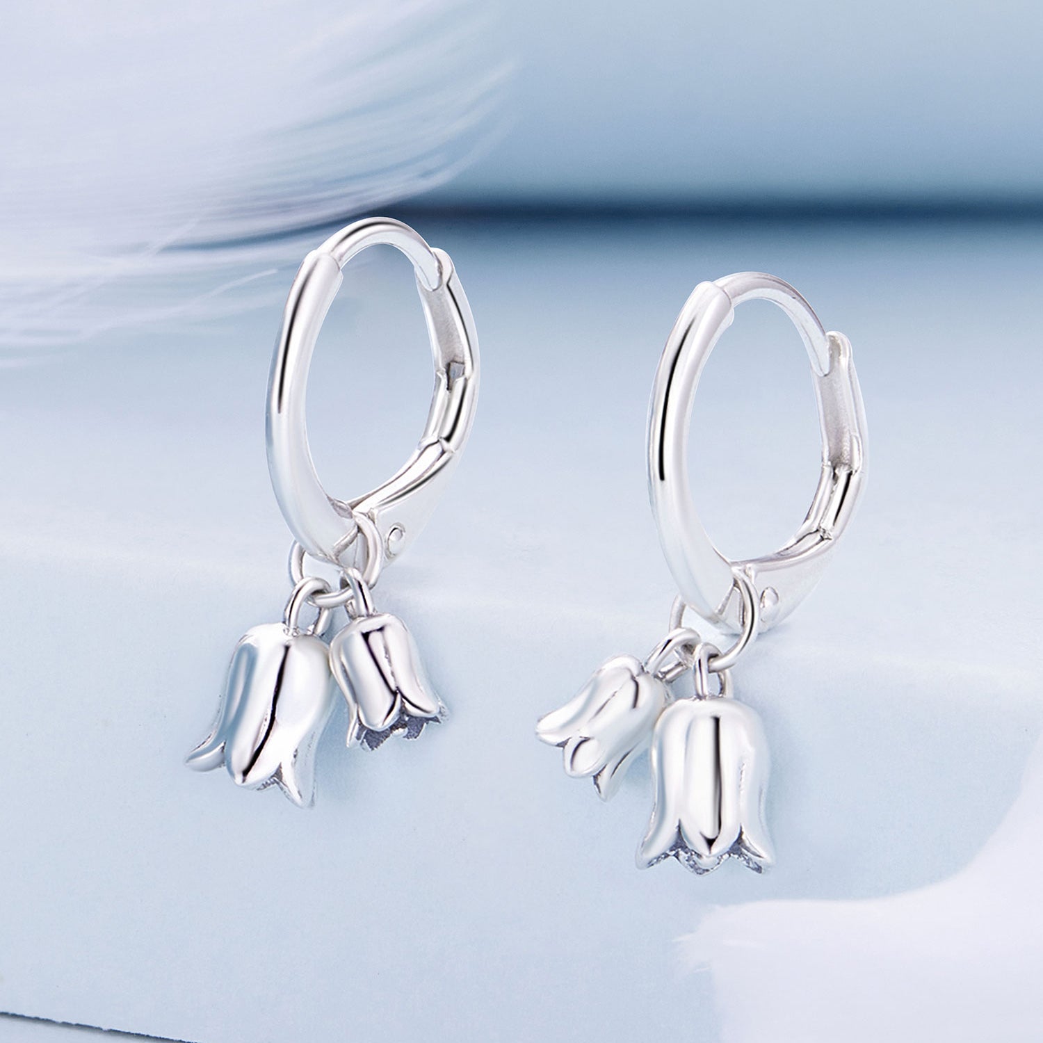 "Sylvory 925 Sterling Silver Bloom and Luster Hoops"