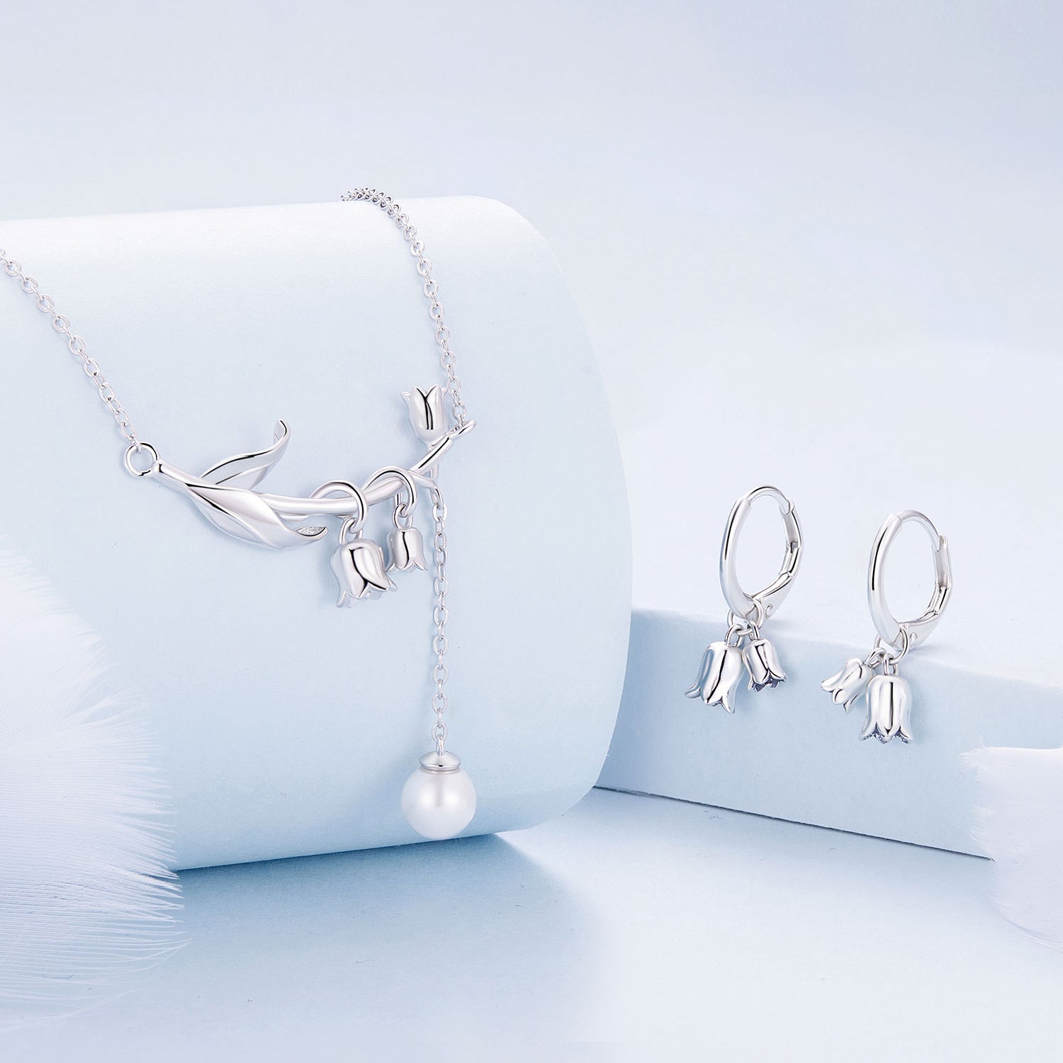 "Sylvory 925 Sterling Silver Bloom and Luster Hoops"