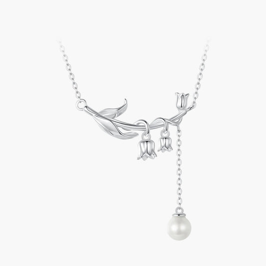 "Sylvory 925 Sterling Silver Bloom and Luster Necklace"