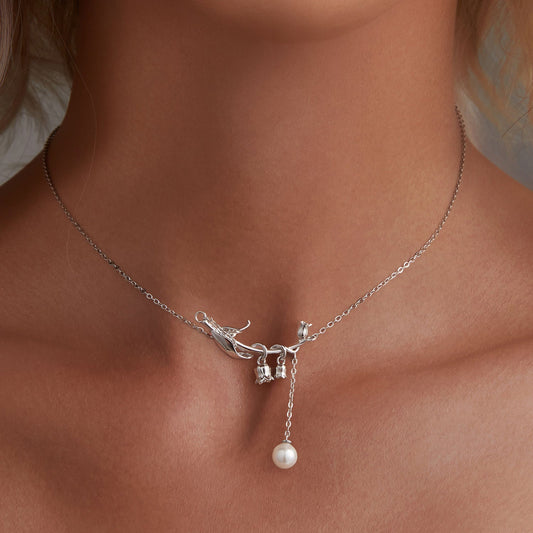 "Sylvory 925 Sterling Silver Bloom and Luster Necklace"