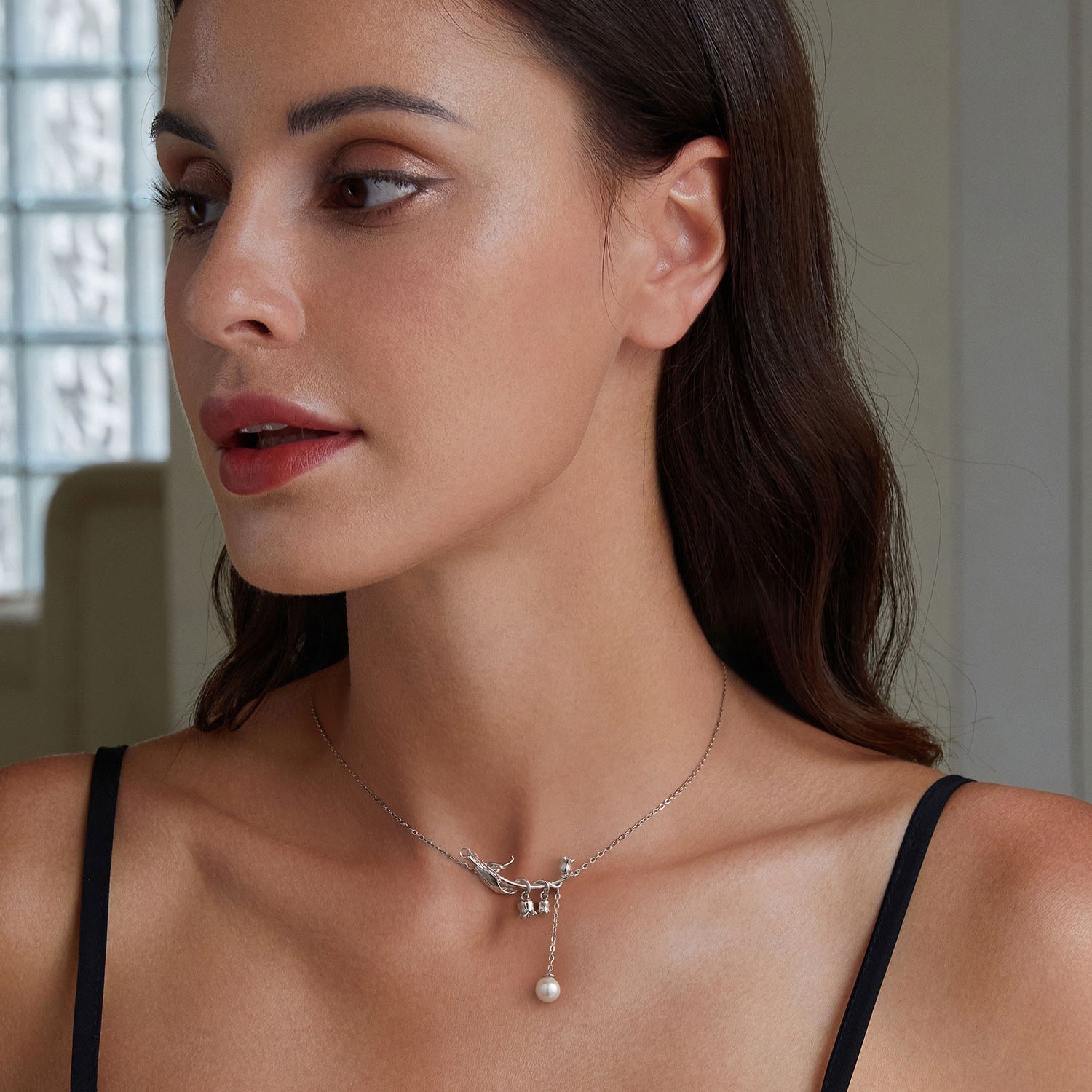 "Sylvory 925 Sterling Silver Bloom and Luster Necklace"