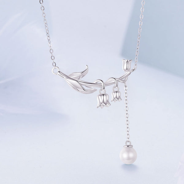 "Sylvory 925 Sterling Silver Bloom and Luster Necklace"