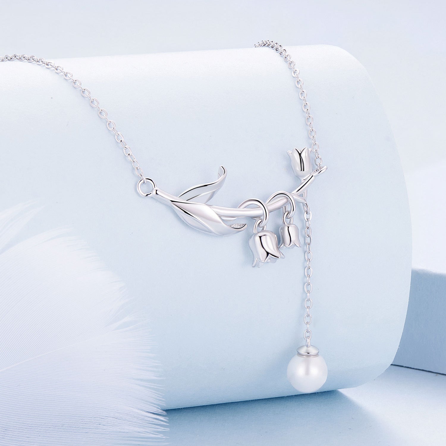 "Sylvory 925 Sterling Silver Bloom and Luster Necklace"
