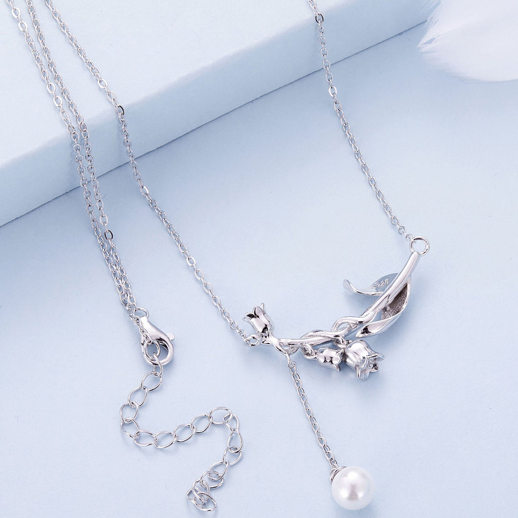 "Sylvory 925 Sterling Silver Bloom and Luster Necklace"