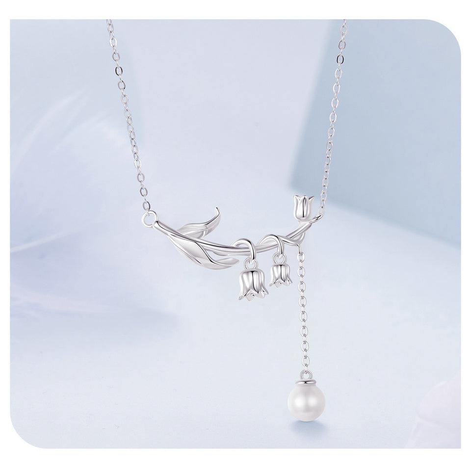 "Sylvory 925 Sterling Silver Bloom and Luster Necklace"
