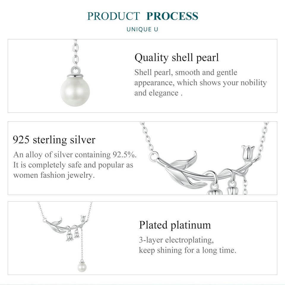 "Sylvory 925 Sterling Silver Bloom and Luster Necklace"
