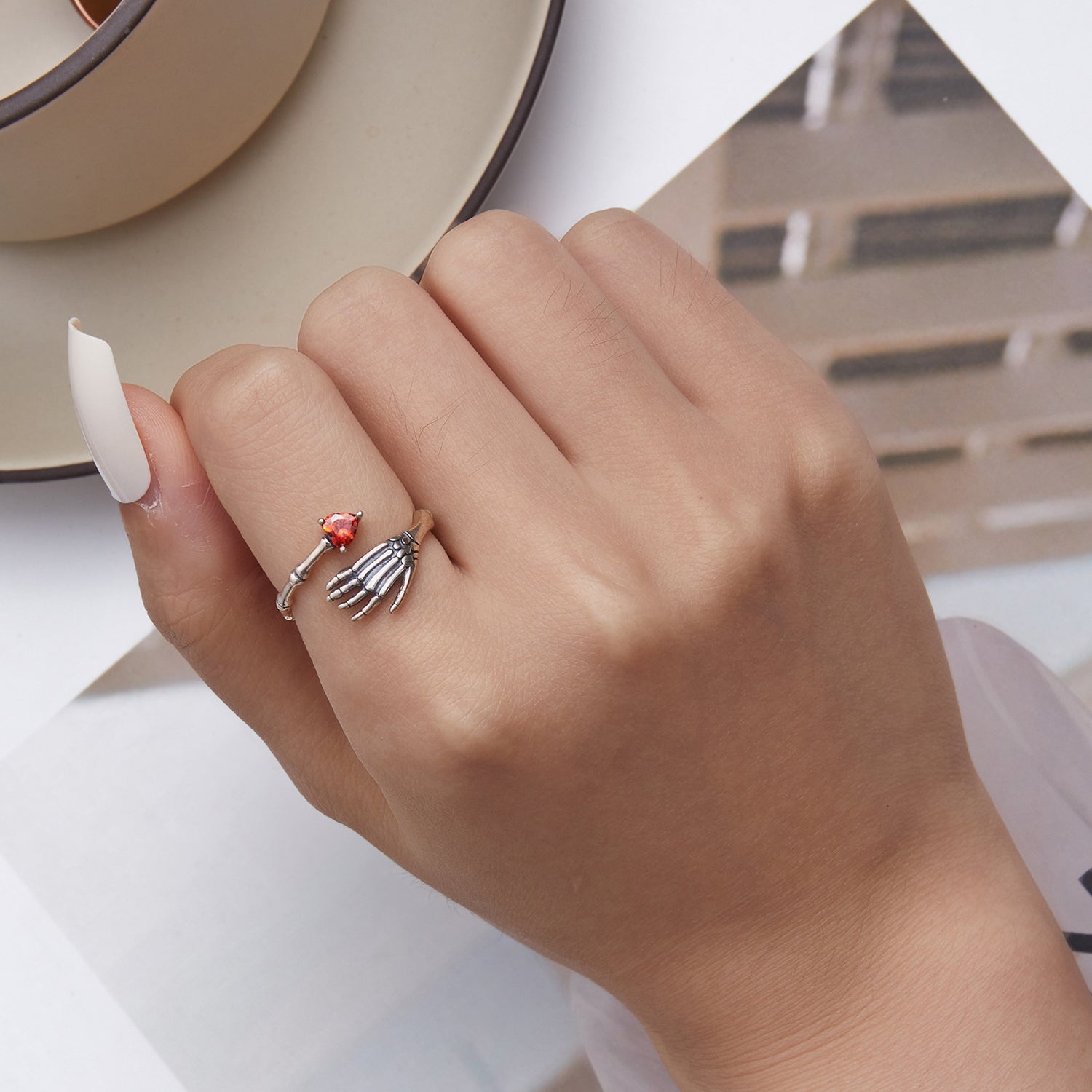 "Sylvory 925 Sterling Silver Bony Affair Ring"