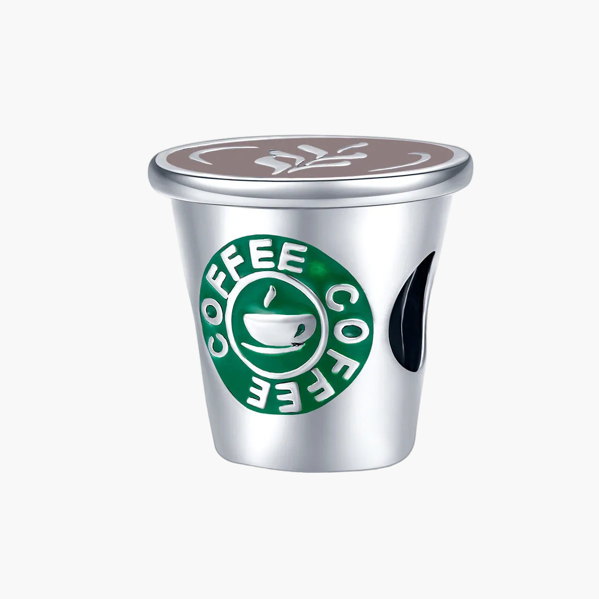 "Sylvory 925 Sterling Silver Branded Coffee Charm" Main image