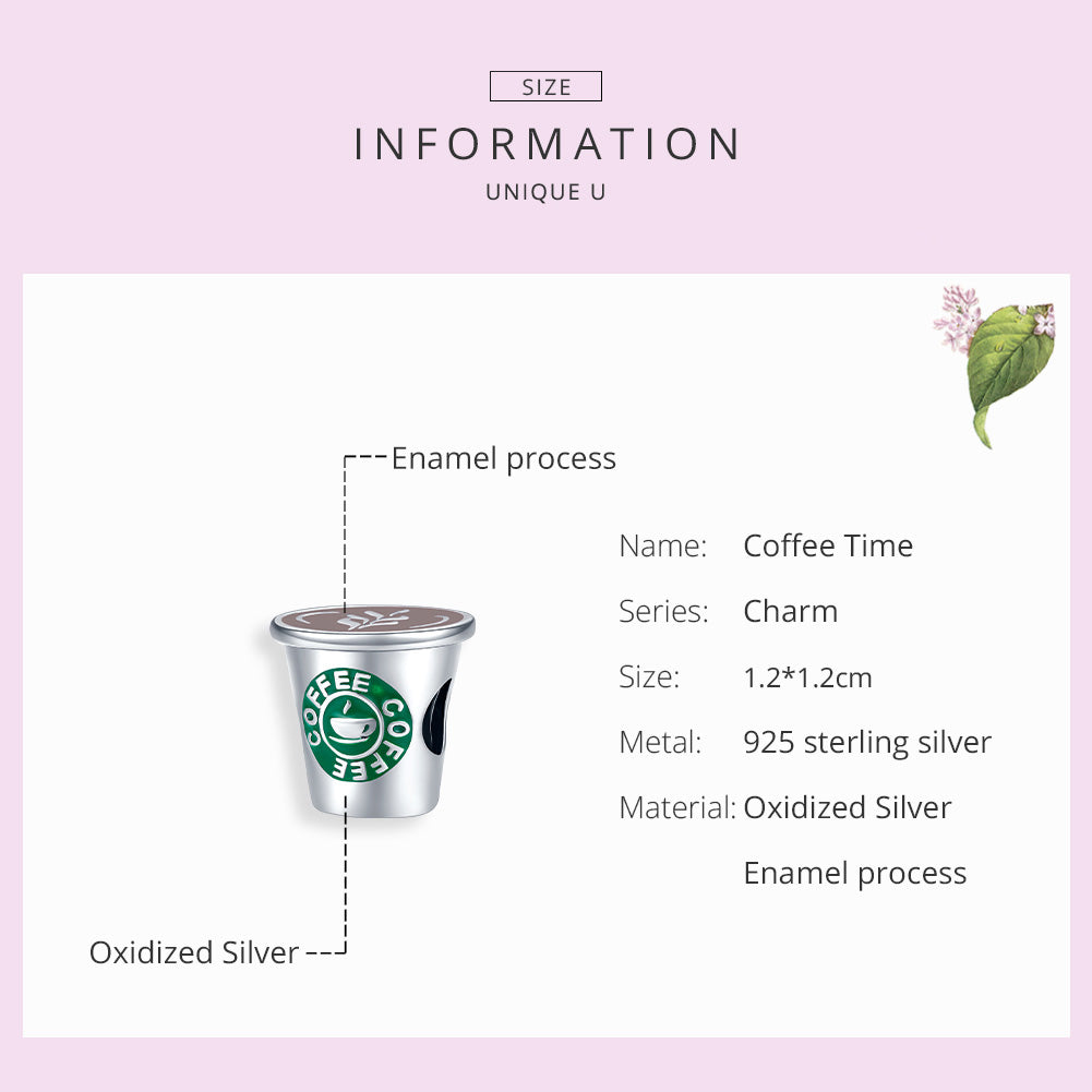 "Sylvory 925 Sterling Silver Branded Coffee Charm"