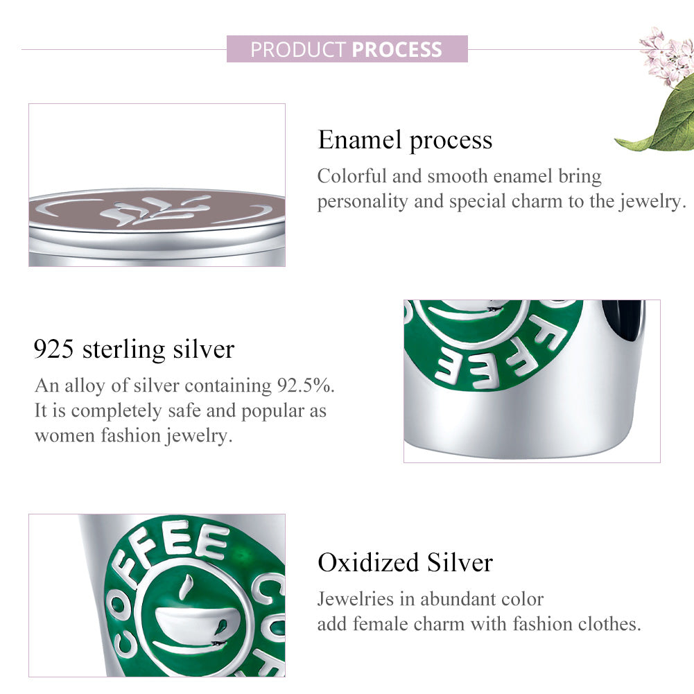 "Sylvory 925 Sterling Silver Branded Coffee Charm"