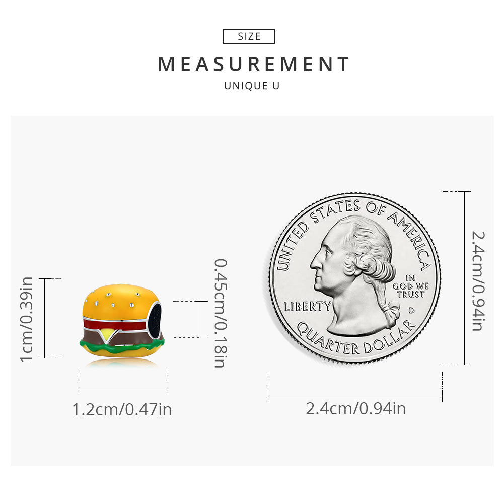"Sylvory 925 Sterling Silver Burger Bliss Charm"