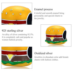 "Sylvory 925 Sterling Silver Burger Bliss Charm"