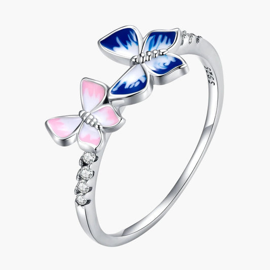 "Sylvory 925 Sterling Silver Butterfly Prism Ring"