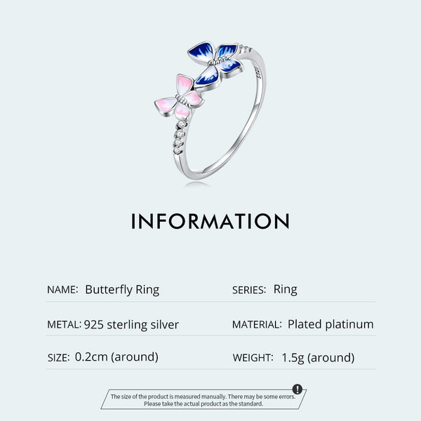 "Sylvory 925 Sterling Silver Butterfly Prism Ring"